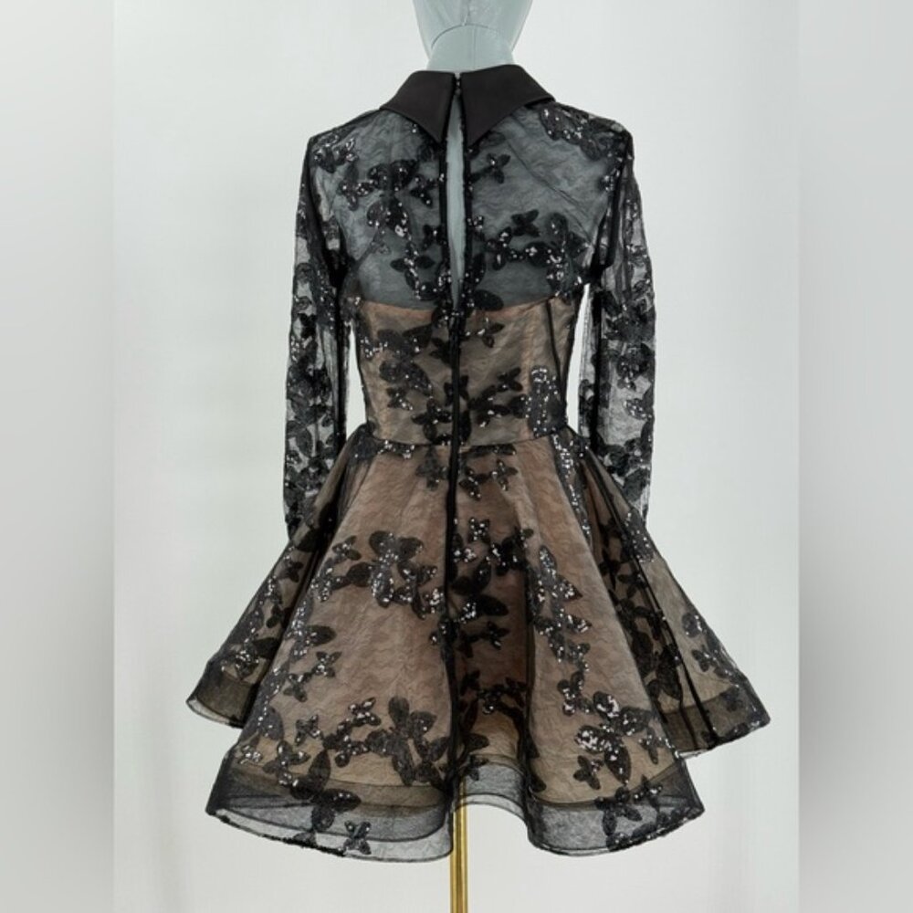 🆕 BRONX & BANCO 🧿 NWOT Maraya Jasmine Black Sequin Lace Mini Dress, Sz M US 6 - Picture 8 of 16